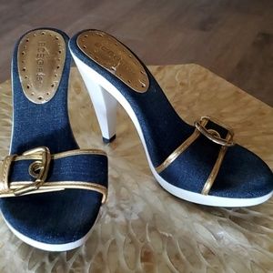 BCBGirls Denim Platform Slide-on Sandal